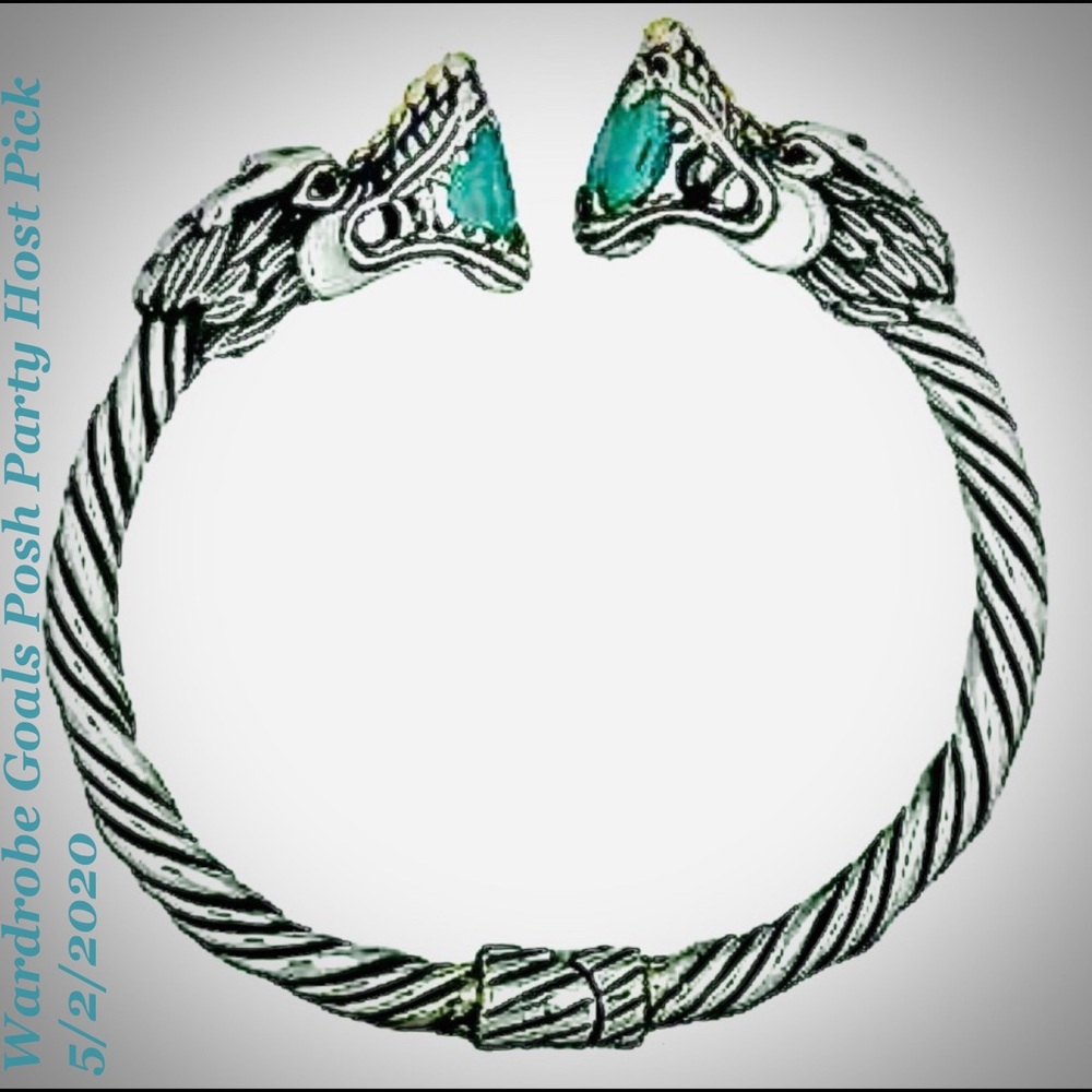 HP💕Bali Couture 18K .925 Aquamarine Dragon Cuff